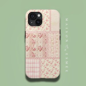 iPhone 16 Pro Case Pink Floral Aesthetic Cute Pink Coquette Vintage Flower iPhone Case Cover
