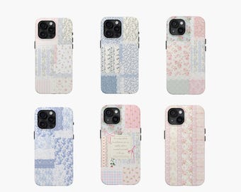 Custodia per iPhone 16 Pro Custodia per telefono cineserie vittoriana in pizzo estetico Coquette floreale blu Toile de Jouy