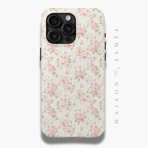 iPhone 16 Pro Case Pink Floral Cute Coquette Aesthetic Cottagecore Vintage Floral Romantic Victorian Phone Case