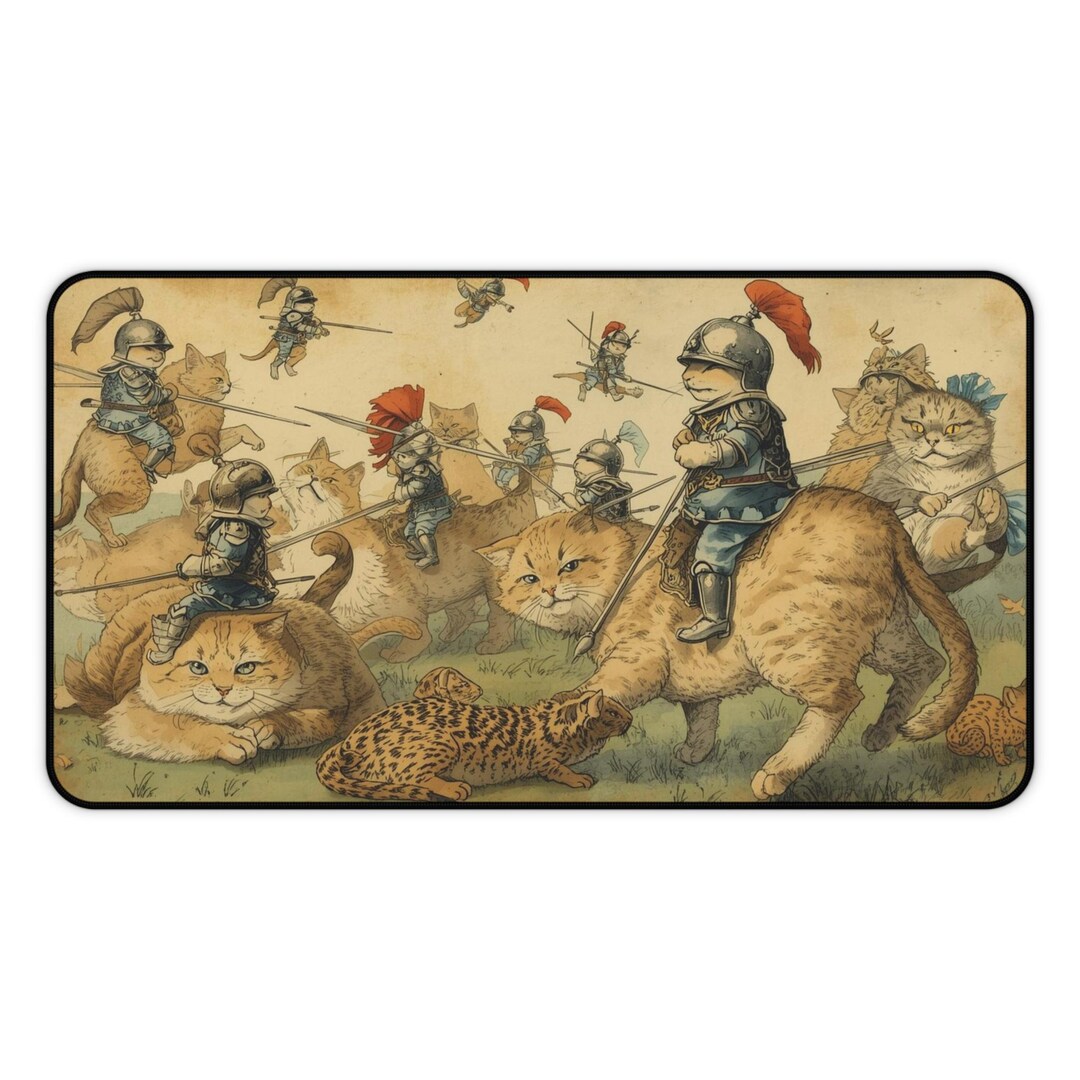 Knight Cats Cavalry Desk Mat | Fantasy Medieval Cat Riders - Etsy