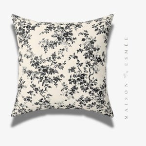 Decorative Black Dark Floral Pillow Throw Blue Victorian Botanical Flower Botanical Pillow Square Pillow