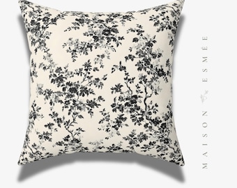 Decorative Black Dark Floral Pillow Throw Blue Victorian Botanical Flower Botanical Pillow Square Pillow