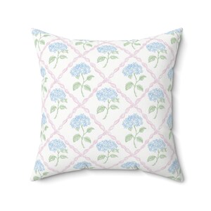 Coquette Pink Blue Floral Nursery Pillow | Farmhouse Victorian Romantic Soft Roses Pillow Case for Baby Girl Toddler