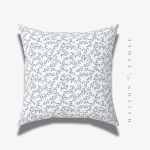 Decorative Floral Pillow Throw Gray Toile de Jouy Shabby Chic Cottagecore Coquette Victorian Flower Pillow Baby Nursery Square Pillow