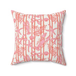 Coastal Sea Summer Lobster Print Square Pillow | Coastal Decor, Nautical Home Accent, Gift for Beach Lovers, Summer Vibes, Lobster Lovers