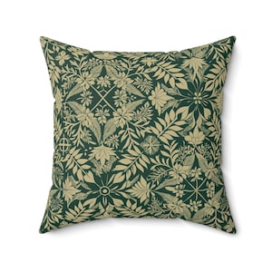 Green Botanical Pillow | Cozy Home Decor, Nature-Inspired Cushions, Bed or Couch Accent, Housewarming Gift, Boho Style Pillow
