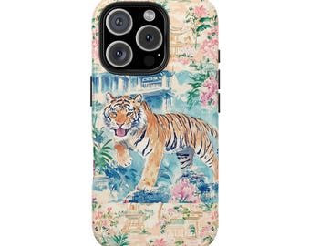 Tiger Phone Case Animal Jungle Collage Coquette Iphone Case Summer Cottagecore Trendy Cute ColourfuliPhone 12 Case 15 14 13