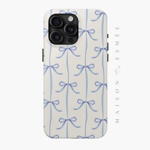 Iphone 16 Pro Case Coquette Blue Bow IPhone Case for iPhone 15 14 13 12 11 Pro Max / Pro / Plus, Blue Floral