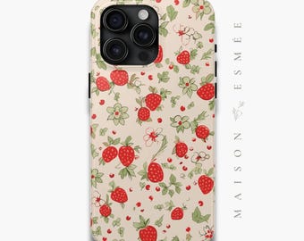 iPhone 16 Pro Case Strawberry Phone Case Cute Kawaii Summer Girly Phone Case Coquette Fruit