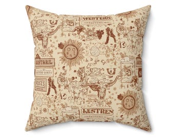 Cojín con estampado vaquero vintage / Pañuelo de pradera estilo vaquero rodeo