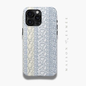 Blue Floral Phone Cases Cute Coquette Phone Case Floral Aesthetic Phone Cases Romantic Victorian Coquette iPhone 16 Case Cute iPhone 15 Case