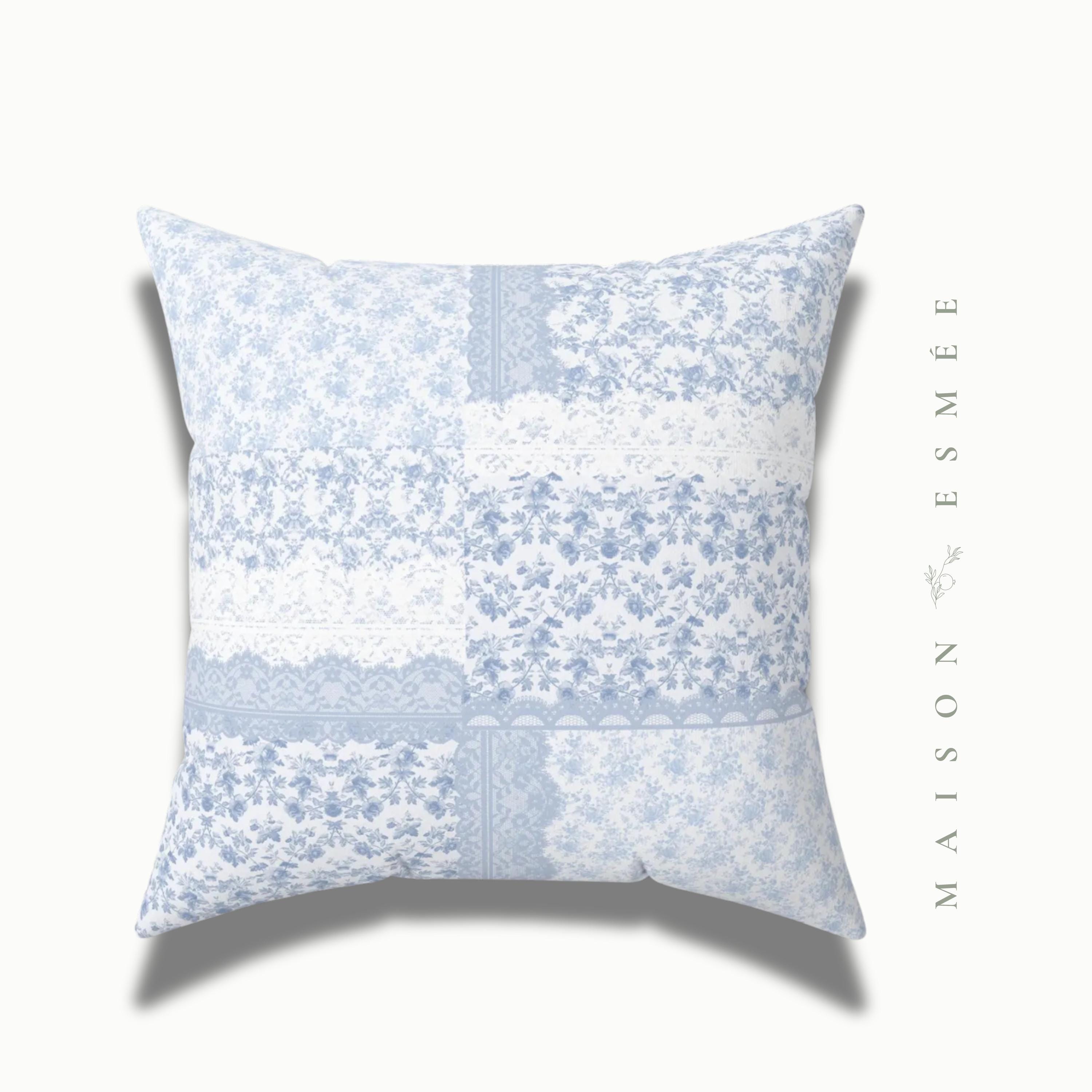 Coquette Pillow Blue Floral Accent Nursery Pillow Floral Pillow Romantic Delicate Victorian Lace Pillow Decorative Toile de Jouy