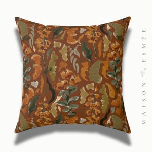 Decorative Throw Pillow Floral Brown Yellow Orange Bohemian Botanical Square Pillow Accent Pillow Cover Pillow with Insert