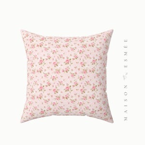 Decorative Floral Pillow Throw Pink Roses Shabby Chic Cottagecore Coquette Victorian Flower Botanical Pillow Baby Nursery Square Pillow