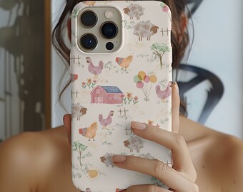Colorful Chicken Farm Animal Phone Case Summer Trendy Cute Phone Case Phone Case Aesthetic iPhone 15 14 13 12 Hard ThoughCase