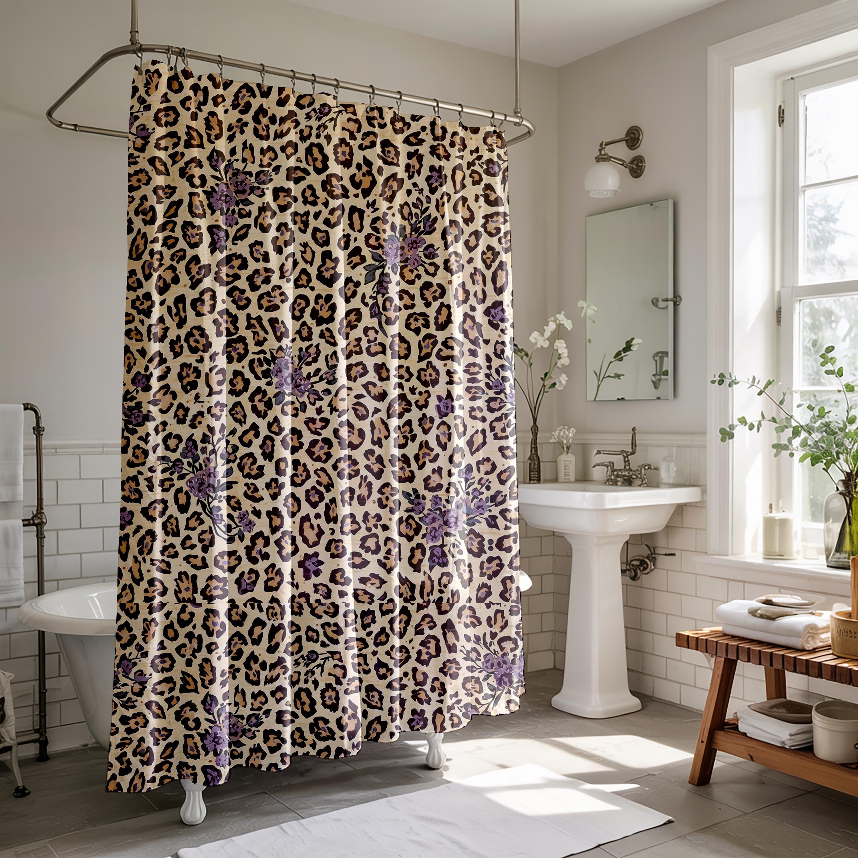 Leopard Print Pattern Shower Curtain | Animal Print Bathroom Decor - Etsy