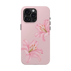 Pink Lily iPhone Case Retro Daisy Floral Summer Phone Case, Trendy Girly Coquette Phone Case, iPhone 11 12 13 Mini 14 15 Pro Max