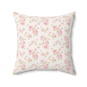 Delicate Pink Floral Pillow Shabby Chic Floral Decorative Nursery Pillow Throw Accent | Cottagecore Farmhouse Home Decor | Flowers Botanical