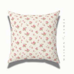 Decorative Floral Pillow Throw Pink Roses Shabby Chic Cottagecore Coquette Victorian Flower Botanical Baby Nursery Floral Print Pillow