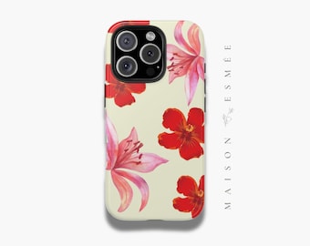 Lily Iphone Case Summer Retro Y2K Floral Cute Aesthetic Pink Girly Botanical Phone Cover