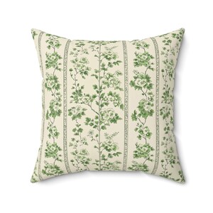 Green Botanical Floral Square Pillow, Home Decor, Couch Cushion, Gift for Her, Spring Decor, Greenery Pillow