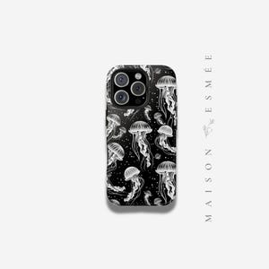Dark Jellyfish Phone Case, Tough Jellyfish Phone Covers, Black Phone Accessories, Marine Life Phone Case, Gift for Sea Lovers