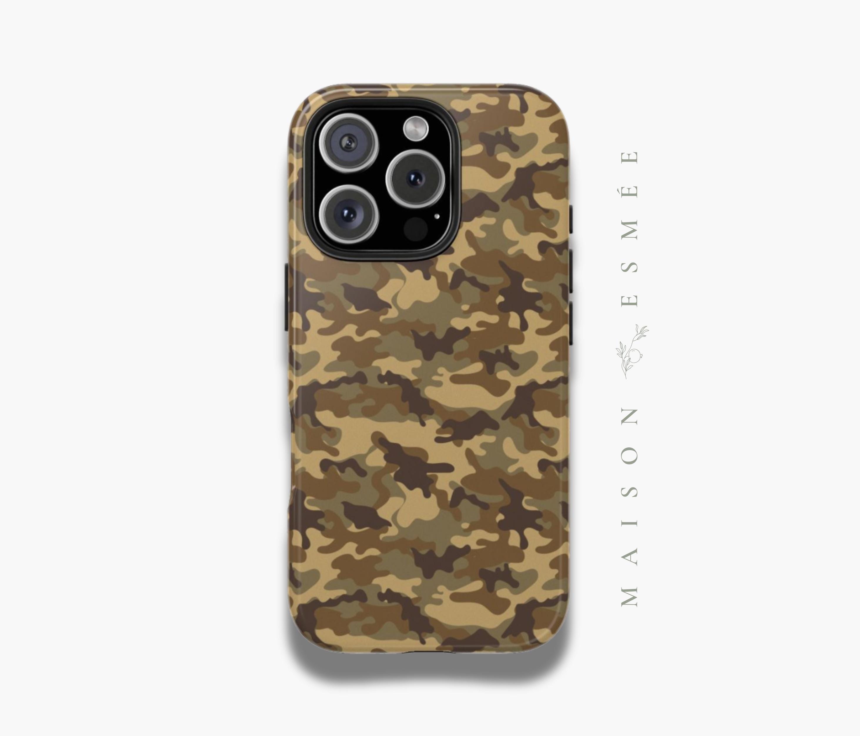 アーミーカモフラージュ柄のスマホケース、ハンティングiPhoneケース