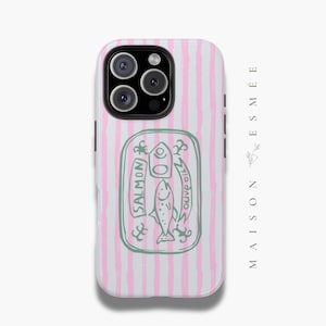 Custodia per iPhone 16 Pro con motivo a strisce rosa fluo, alla moda, divertente, estetica estiva e carina.