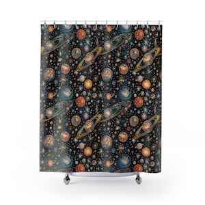 Rideau de douche espace cosmique - décoration galaxie pour les amateurs d'astronomie, accessoires de salle de bain, thème de l'espace, cadeau pour les amateurs de sciences