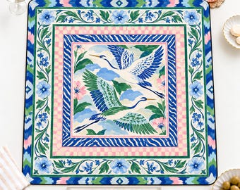 Tappetino da Mahjong colorato in stile boho floreale, grazioso tappetino da scrivania vintage