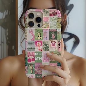 Collage Handyhülle Retro Vintage Ästhetische Collage Rosa Hülle coquette süsse bunte Frucht Beere iPhone 12 Hülle 15 14 13