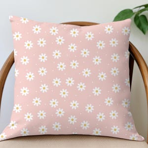 Pink Ditsy Floral Pillow Cushion Decorative Nursery Pillow Throw Accent | Cottagecore Farmhouse Home Decor |