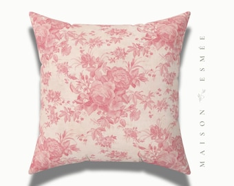 Housse de coussin fleuri amaia rose corail - bonheur du jour