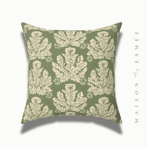Botanical Print Square Pillow, Nature Inspired Home Decor, Cozy Living Room Cushion, Green Floral Pillow, Plant Lover Gift