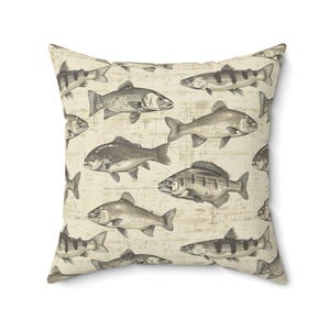 Fishing Decorative Pillow, Cozy Home Accent, Outdoor Enthusiast Gift, Nautical Decor, Apartment Accessories