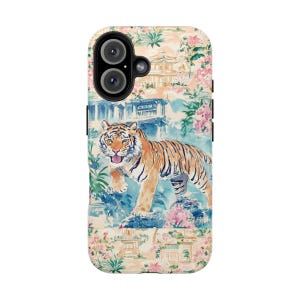Funda para iPhone 16 Pro Funda para teléfono con diseño de tigre y collage de animales de la jungla Funda para iPhone Coquette
