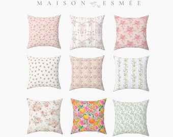 Decorative Pillow Floral Print Accent Pillow Coquette Cottagecore Blue Floral Pillow Toile de Jouy Victorian Romantic