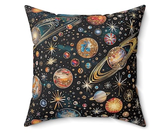 Cosmic Space Pillow, Galaxy Home Decor, Starry Night Cushion, Gift for Astronomers, Celestial Throw Pillow, Universe Accent Decor