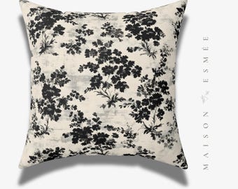 Decorative Black Dark Floral Pillow Throw Blue Victorian Botanical Flower Botanical Pillow Square Pillow