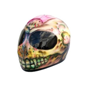 Kask z czaszką cukrową, Kask z czaszką damską, Kask z czaszką cukrową, Kask na zamówienie, Kask motocyklowy na zamówienie, Kask ręcznie robiony