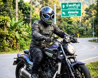 Airbrushed Full-Face Motorcycle Skull Helmet, Custom Painted, DOT/ECE Certified