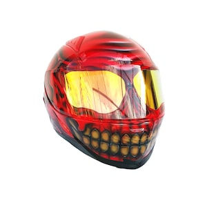 Casco de motocicleta personalizado de cara completa, casco de calavera de motocicleta, casco de motocicleta personalizado, casco de motocicleta hecho a mano, casco de calavera