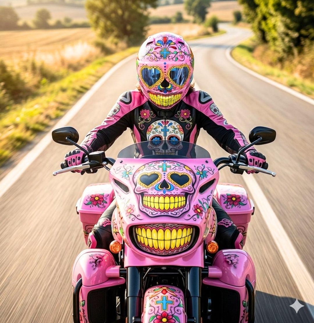 female skull motorcycle helmet Girls Devils Goat Demon Monster Custom Damon Helmet Pigg Custom Airbrush Helmet this helmet is less bulky than normal half helmets Hot Leathers HLD1048 Live, Love