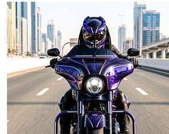 Casco de moto personalizado inspirado en Predator, integral, pintado a mano, para motociclistas, certificado DOT/ECE.