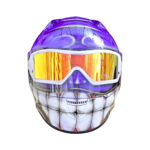 Casco de depredador, Casco personalizado, Casco hecho a mano, Casco con aerógrafo, Casco pintado, Casco de moto