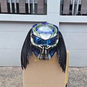 Full-face roofdier motorhelm, aangepaste roofdier motorhelm, handgemaakte roofdier motorhelm, aangepaste motorhelm