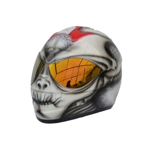 Casco de depredador, Casco personalizado, Casco hecho a mano, Casco con aerógrafo, Casco pintado, Casco de moto, Casco casco