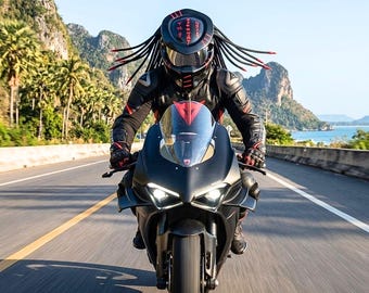 Casco Predator, Casco personalizado, Casco hecho a mano, Casco con aerógrafo, Casco pintado, Casco de moto, Casco casco, Helmetartthai