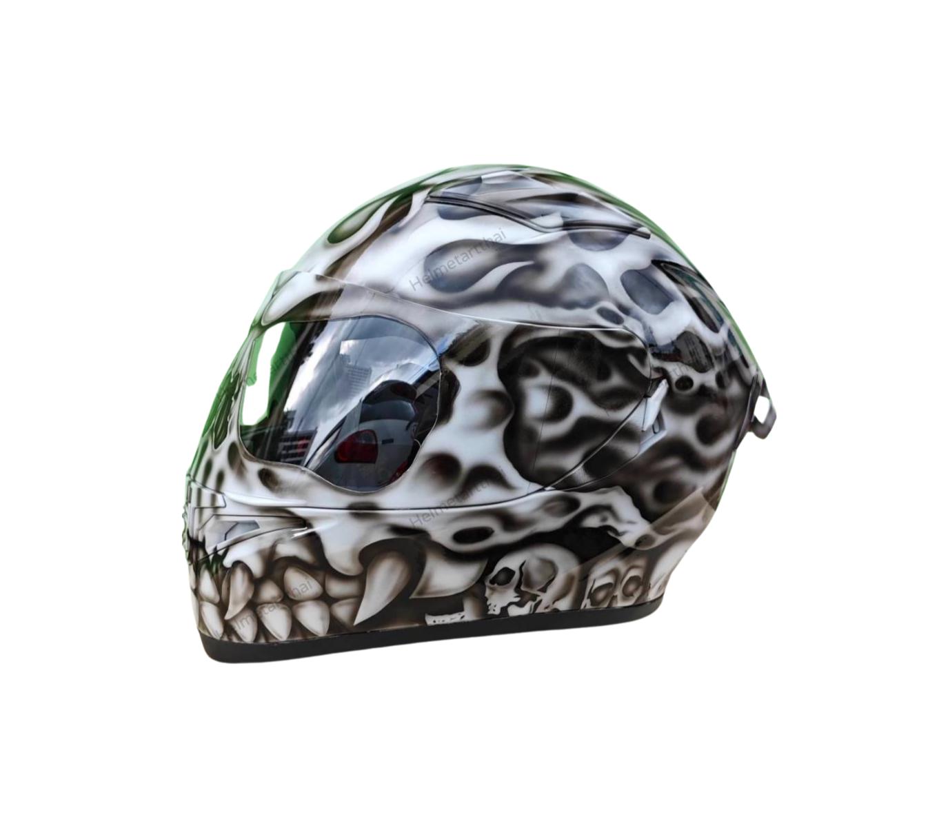 airbrushed full face motorcycle helmets for sale Custom Airbrushed Skull Motorcycle Helmet, Ghost Rider Art, Full Face  (DOT/ECE Certified)