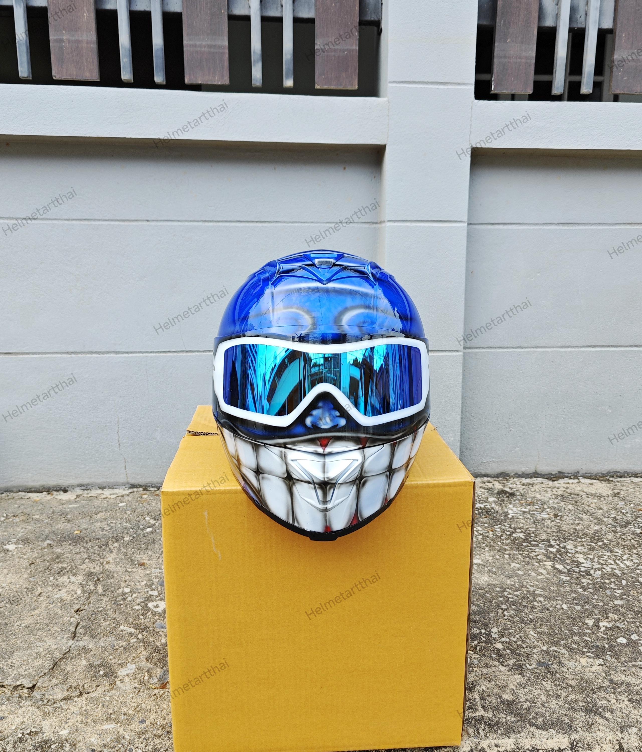 Custom Airbrushed Motorcycle Helmet, Mad Smile Skeleton Biker Gear (DOT/ECE  Approved) - Etsy